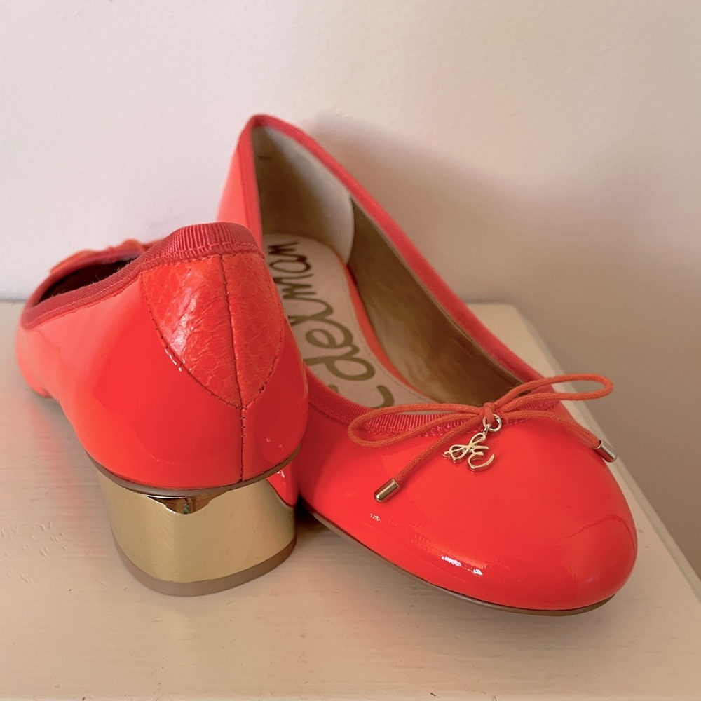 NIB Sam Edelman “Natalie” Neon Coral Patent Leather Pumps